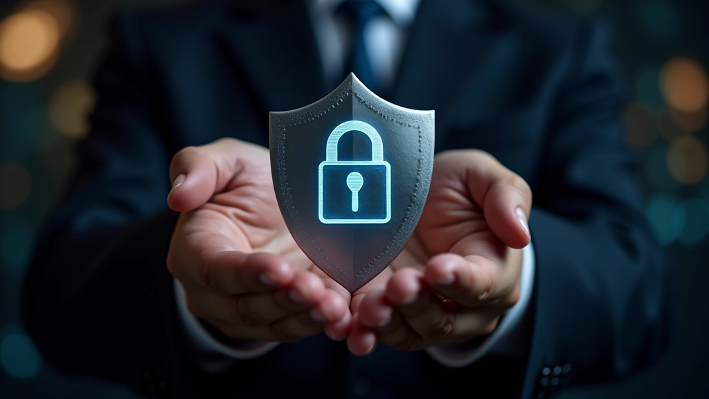 Hands holding protective shield representing compliance and governance in federated learning systems